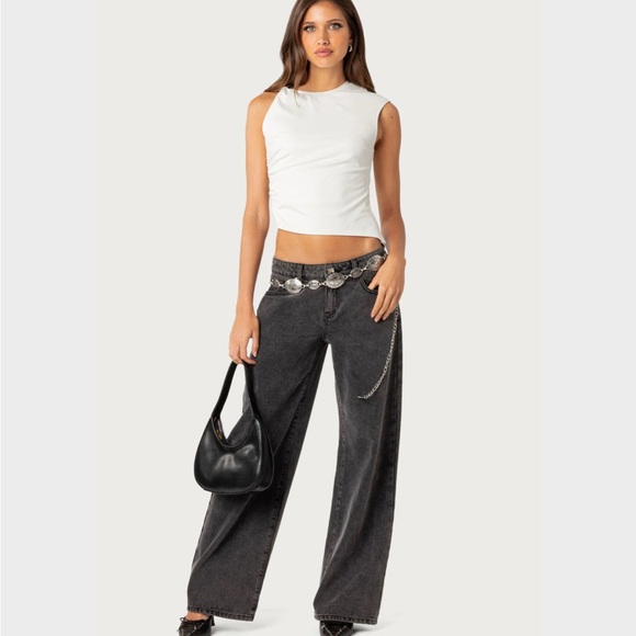 Edikted Raelynn Washed Low Rise Baggy Jeans - Picture 5 of 5